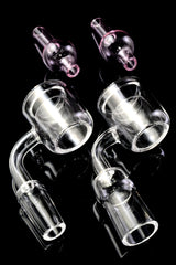 Quartz 14.5 mm Male/Female 90° Thermal Banger – With Bubble Carb Cap