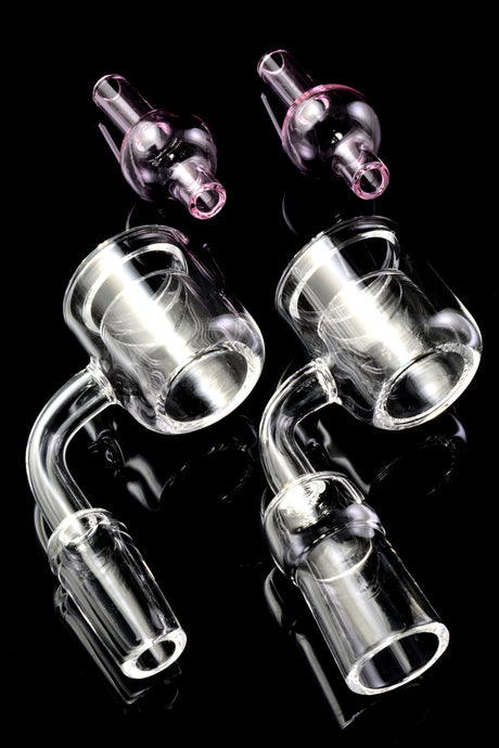 Quartz 14.5 mm Male/Female 90° Thermal Banger – With Bubble Carb Cap