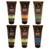 Variety of Earthly Body Hemp Seed Hand & Body Lotions in 7oz tubes, front view on white background
