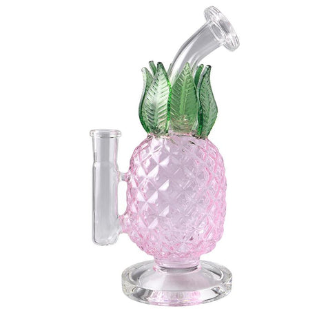 8" Tropicalia Pineapple Dab Rig by The Stash Shack, Pink Borosilicate Glass with Percolator, Front View