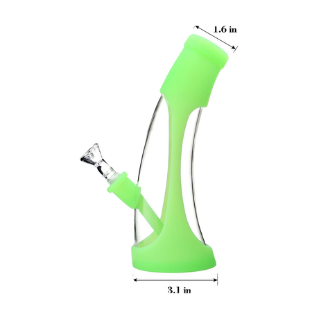 Pilot Diary 8.6" Glow in the Dark Green Silicone Bong Front View with Measurements