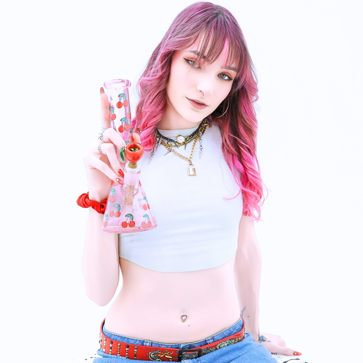 Life Is A Bowl Of Cherries Beaker Water Pipe | 10" | 14mm F