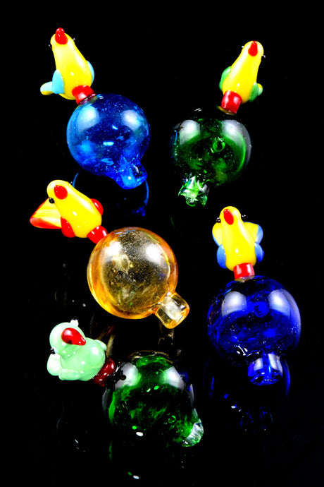 Glass Bird Bubble Carb Cap “Songbird Swirl” – Assorted Colors