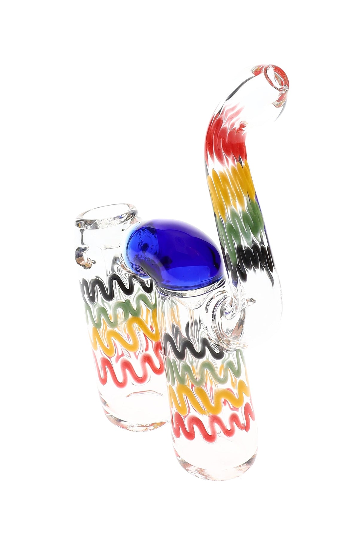 Rasta Double Chamber Sherlock Glass Bubbler “Irie Twin” – 7.5″