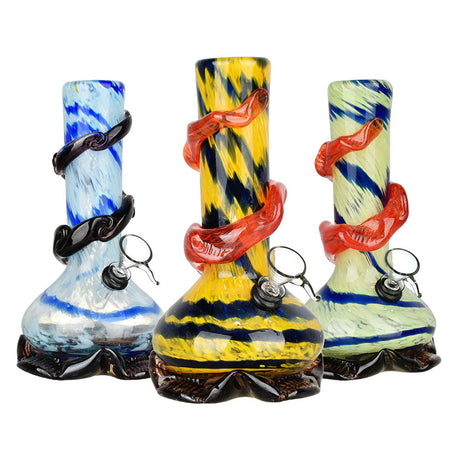 8.25" Resplendent Swirl Soft Glass Water Pipes in Assorted Colors with Beaker Design