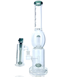 16" AFM Glass Beaker Bong with Showerhead Perc and Black Accents - Front View