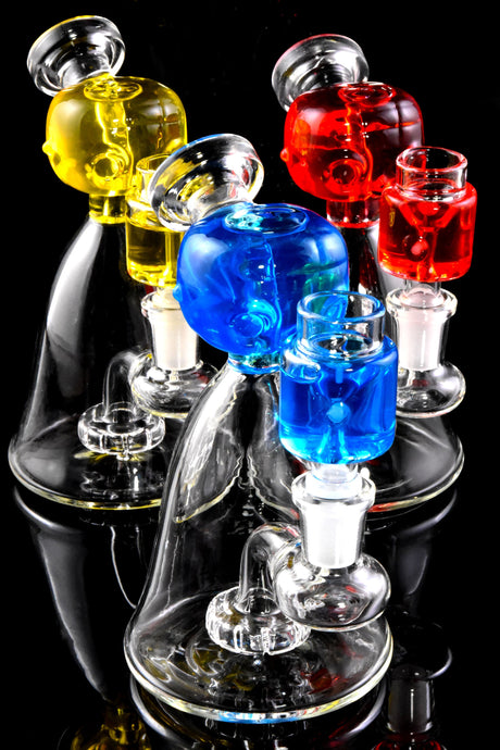 Fluid-Filled Glass Beaker Bong “Little Alien” – Freezable – Showerhead Perc – 6″