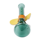 Cheech Glass 4" Mini Bong Pipe in teal, top view with Cheech logo, compact and portable