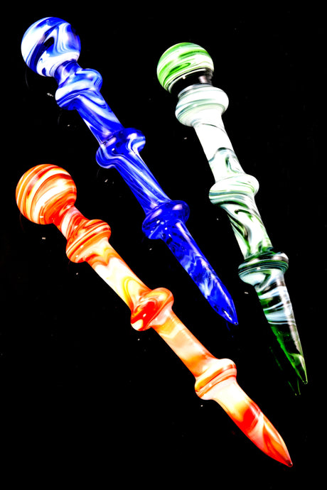 Marble Swirl Glass Dab Tool – 6″ - Assorted Colors