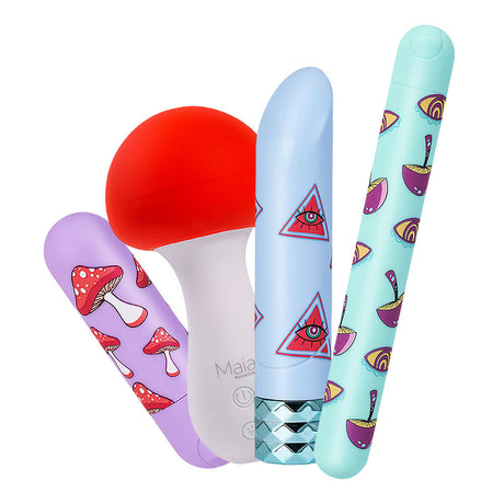 Assorted Maia Novelties Trippy Toys Personal Massagers in vibrant colors and styles, displayed side by side