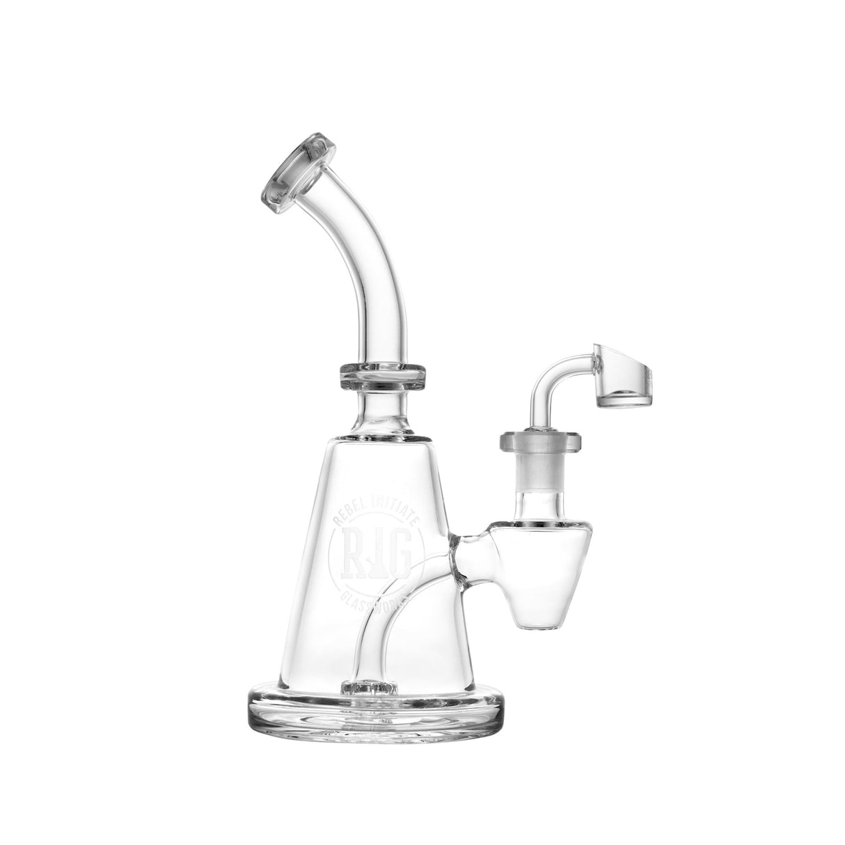 9" 'Renegade' Clear Borosilicate Glass Rig with Percolator by REBEL INITIATE GLASSWORKS