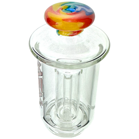 6" AFM Puffco Peak Reversal Attachment with Colorful Swirl Top - Clear Borosilicate Glass