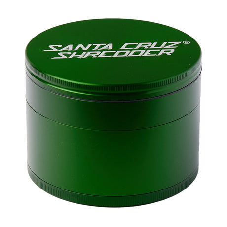 Santa Cruz Shredder Large 4-Piece Grinder in Green, compact aluminum design, portable, for dry herbs