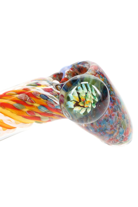Silver Fumed Frit Glass Hammer Pipe “Petal Puncher” – 4½″ – Assorted Colors
