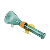Cheech Glass 4" Mini Bong Pipe in Teal - Angled View with Logo