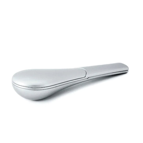 Journey Pipe 3 in Silver - Sleek Metal Hand Pipe with a Magnetic Lid, Side View