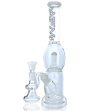 16" AFM Glass UFO Takeover Ivory Beaker Bong with Showerhead Perc, Front View on White