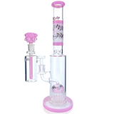 AFM Glass 14" Pink Straight Tube Bong with Showerhead Perc and AshCatcher