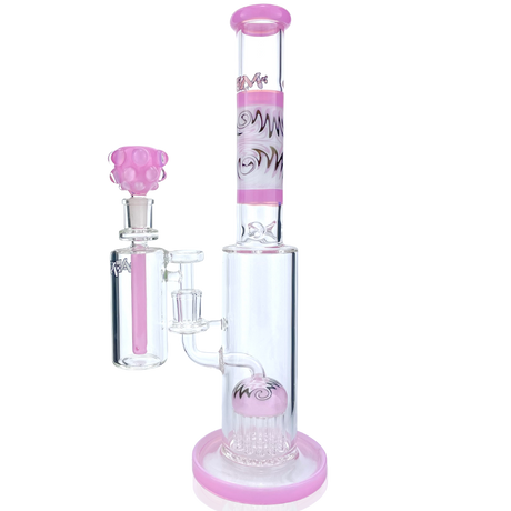 AFM Glass 14" Pink Straight Tube Bong with Showerhead Perc and AshCatcher
