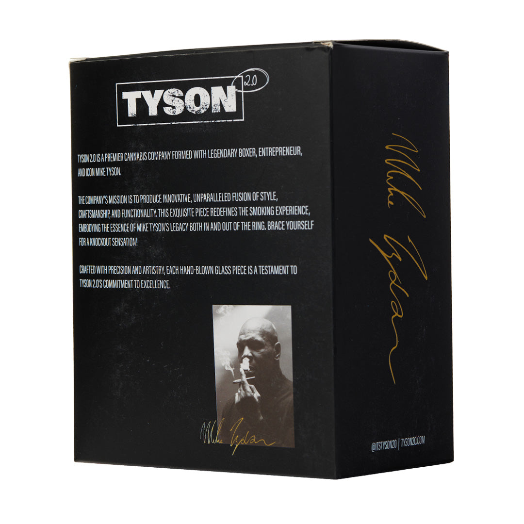 Tyson Upper Cut Bubbler packaging box with signature and logo on seamless black background