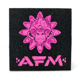 AFM Mood Mat featuring a vibrant pink monkey design, ideal for bong stability and scratch prevention