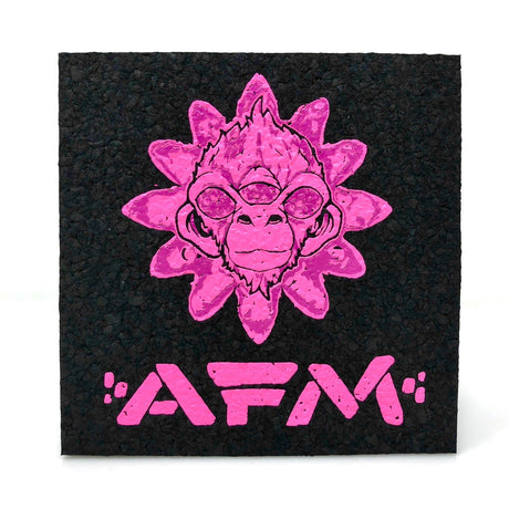 AFM Mood Mat featuring a vibrant pink monkey design, ideal for bong stability and scratch prevention