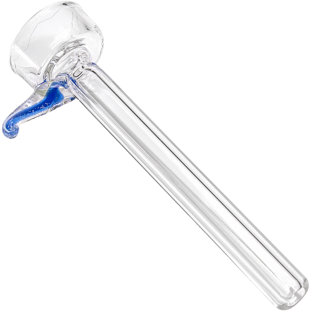LA Pipes 9mm Clear Funnel Slide Bowl with Blue Handle for Bongs, Angled View