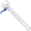 LA Pipes 9mm Clear Funnel Slide Bowl with Blue Handle for Bongs, Angled View