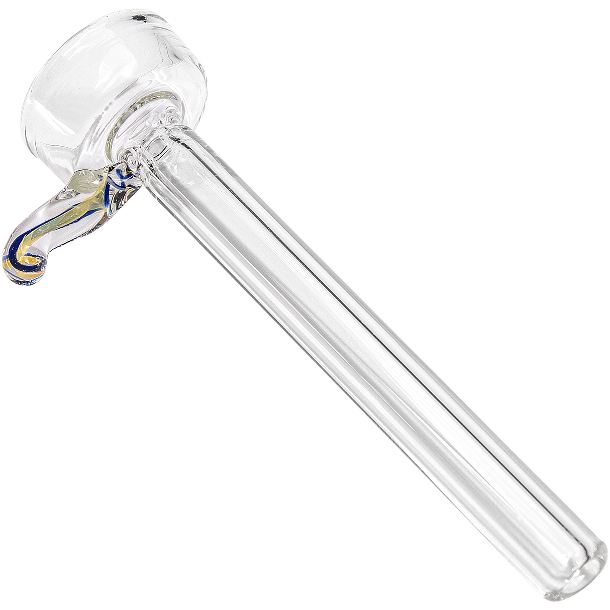 LA Pipes 9mm Clear Funnel Slide Bowl with Blue Handle for Bongs, Angled Side View