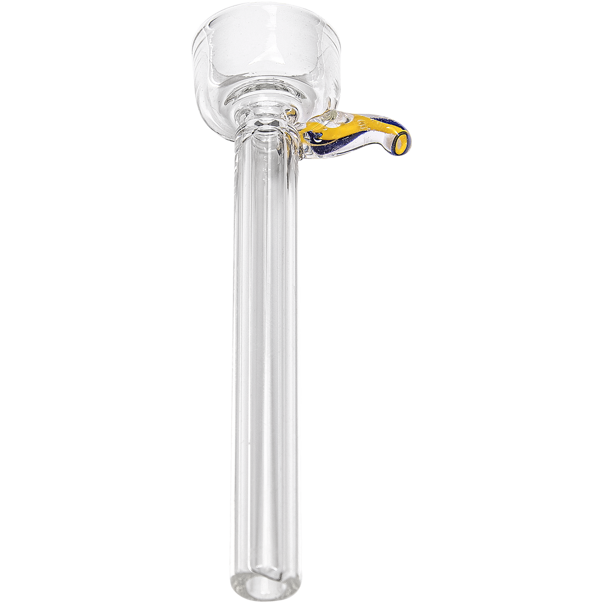 LA Pipes 9mm Clear Funnel Slide Bowl with Yellow Handle for Bongs, Front View