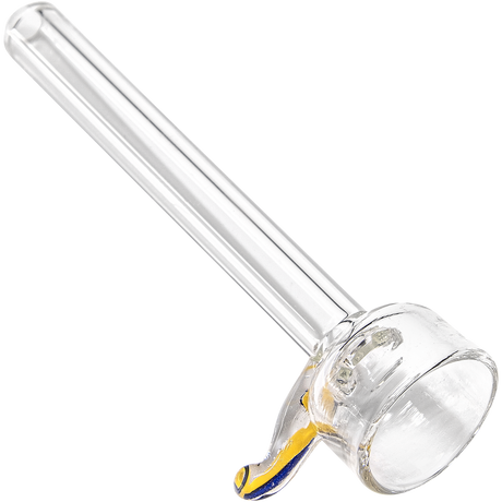 LA Pipes 9mm Clear Funnel Slide Bowl with Yellow Handle for Bongs, Side View on White Background