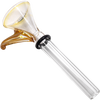 LA Pipes 9mm Funnel Slide Bowl with Handle in Amber for Bongs, Angled Side View