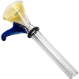 LA Pipes 9mm Funnel Slide Bowl with Handle in Blue for Grommet Joint Bongs, Side View