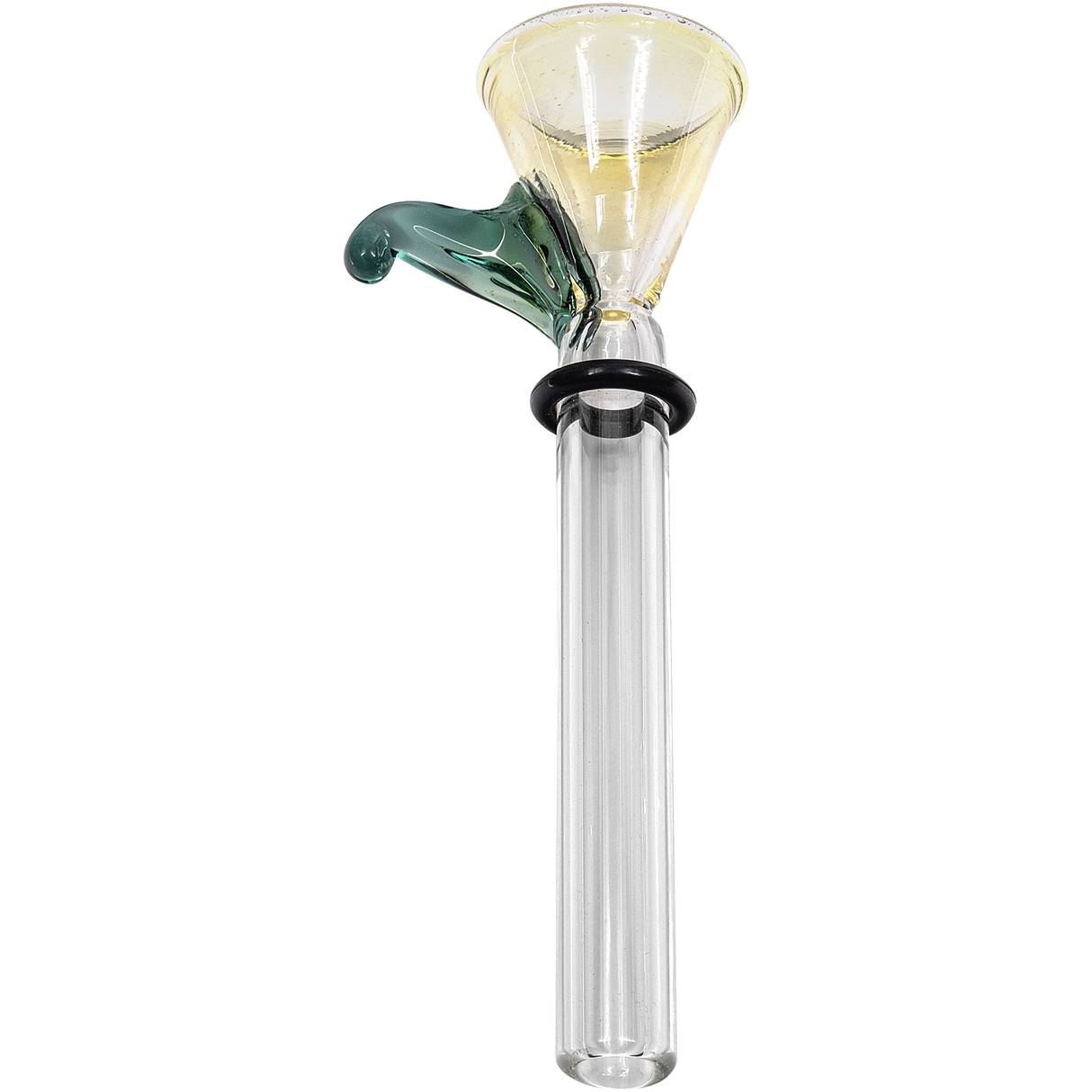 LA Pipes 9mm Funnel Slide Bowl with Handle for Bongs, Borosilicate Glass, Front View