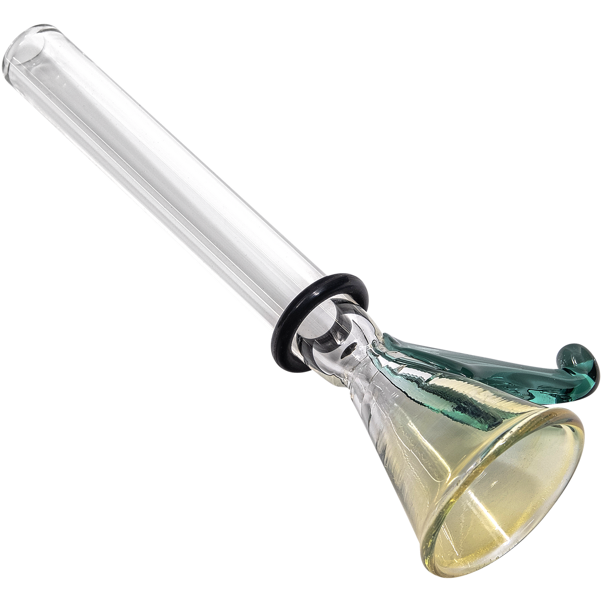 LA Pipes 9mm Funnel Slide Bowl with Handle for Bongs, Clear Borosilicate Glass, Side View