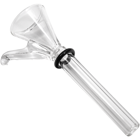 Clear 9mm Funnel Slide Bowl with Handle for Bongs, Borosilicate Glass, Side View