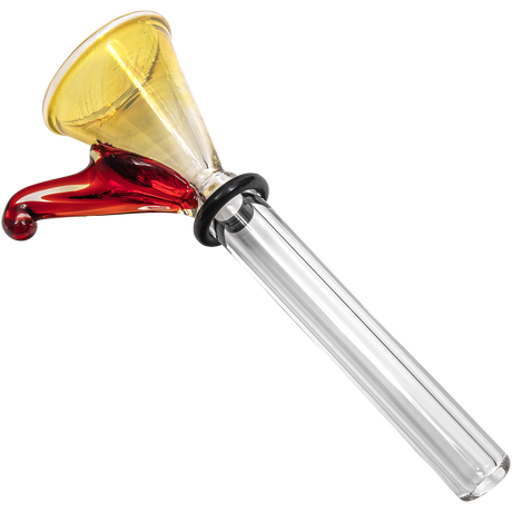 LA Pipes 9mm Funnel Slide Bowl with Handle in Red for Grommet Joint Bongs, Angled View