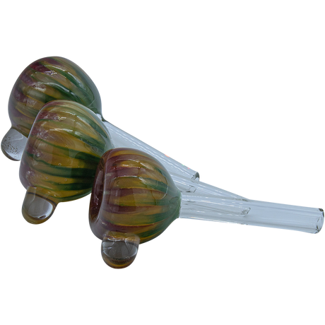 LA Pipes 9mm Rasta Slide Bowl trio for bongs with grommet joint on white background