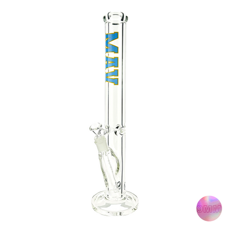 MAV Glass 18" Varsity Blue 9mm Straight Bong with 14mm Female Joint, Front View