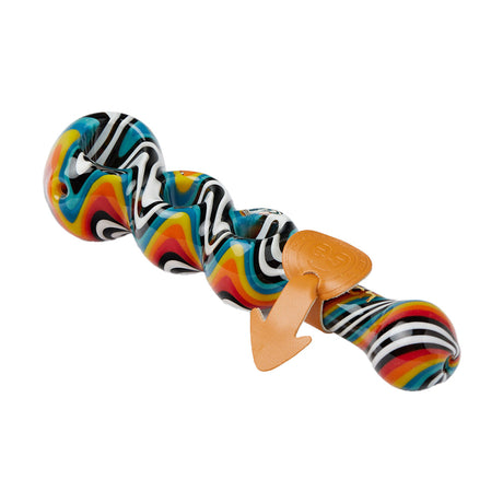 Cheech Glass 5.5" 'I'm Here To Party' Hand Pipe with colorful stripes and logo, top view