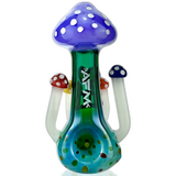 7" AFM Forbidden Forest Glass Hand Pipe with Colorful Mushroom Design, Front View