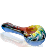 AFM 3" Wig-Wag Glass Hand Pipe with Colorful Swirls - Side View on Reflective Surface