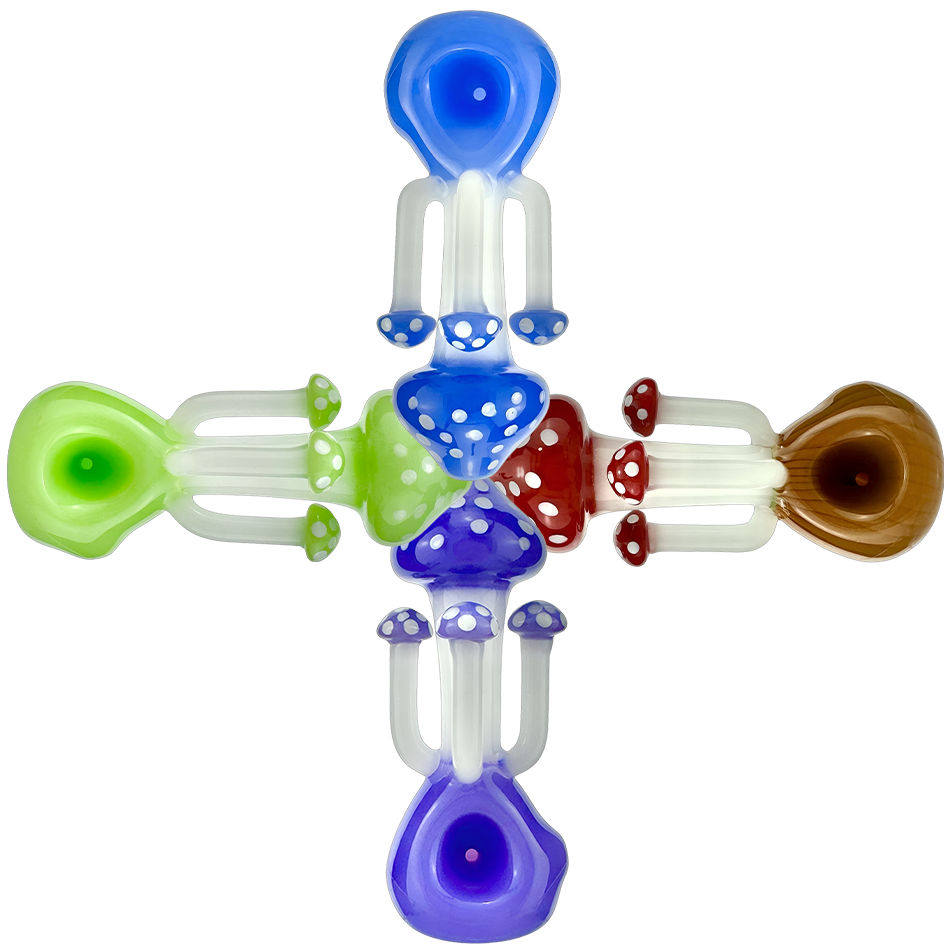 AFM 5" Shram Mushroom Trippy Hand Pipe, Borosilicate Glass, Top View