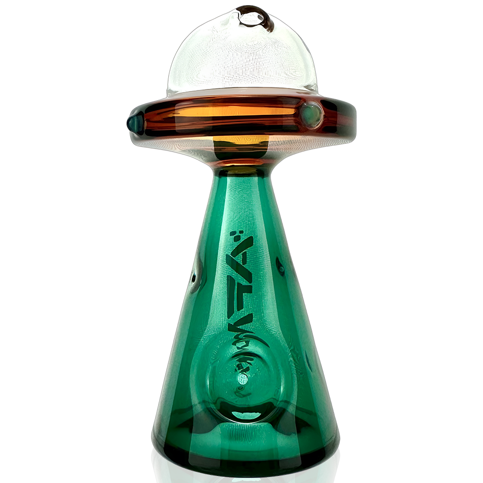 AFM 5" UFO Spaceship Glass Hand Pipe with Deep Bowl - Front View on White Background