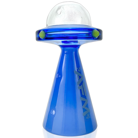 AFM 5" UFO Spaceship Glass Hand Pipe in Blue with Borosilicate Glass, Front View