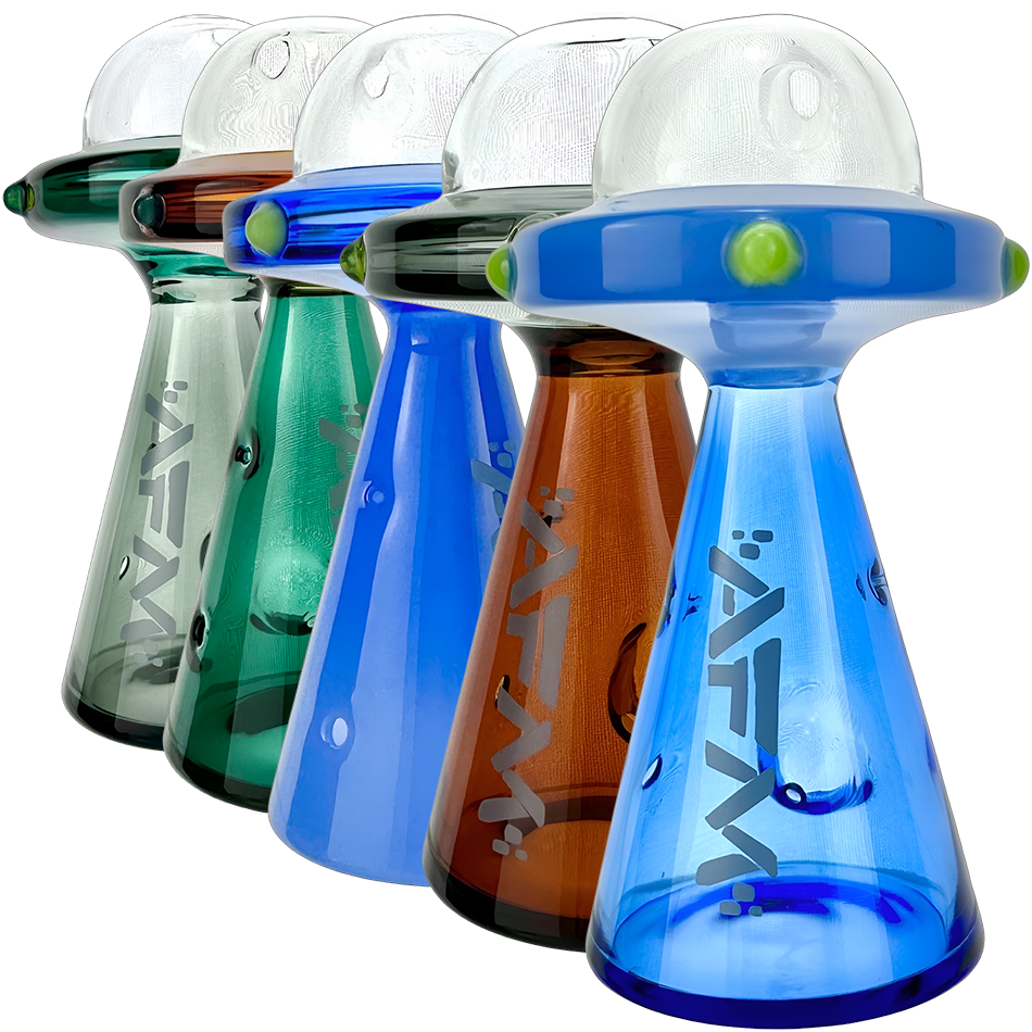 AFM 5" UFO Spaceship Glass Hand Pipes in various colors with Borosilicate glass and deep bowls