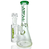 12" AFM Glass Beaker Bong with Candy Cane Accents and Showerhead Perc, Front View