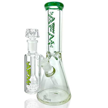12" AFM Glass Beaker Bong with Candy Cane Accents and Showerhead Perc, Front View