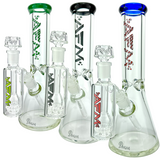 Assortment of 12" AFM Glass Candy Cane 9mm Beaker Bongs with Colored Accents