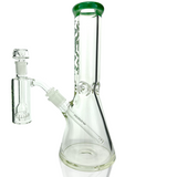 AFM Glass 12" Candy Cane Beaker Bong with 9mm thick glass, side view on white background